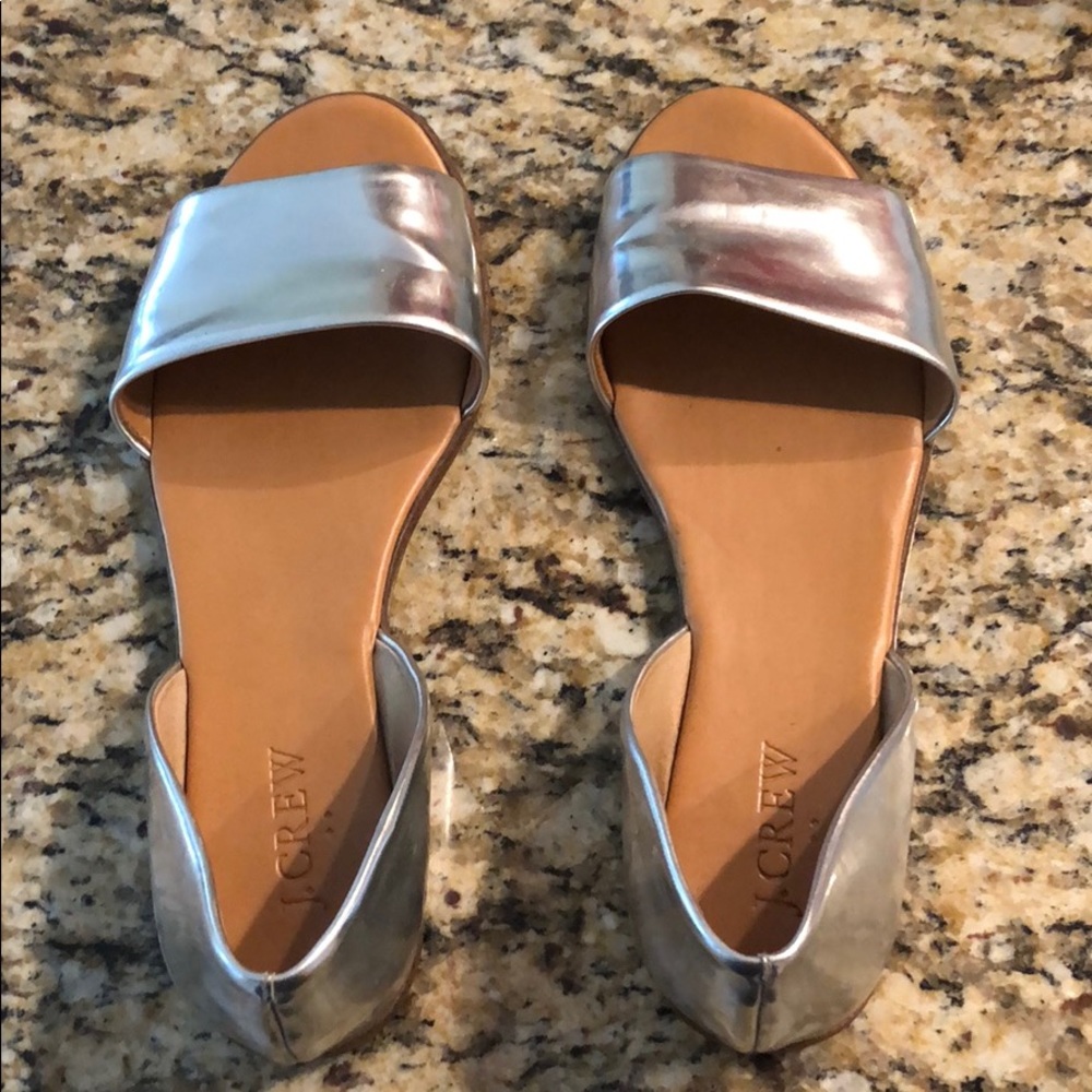 J crew silver flats